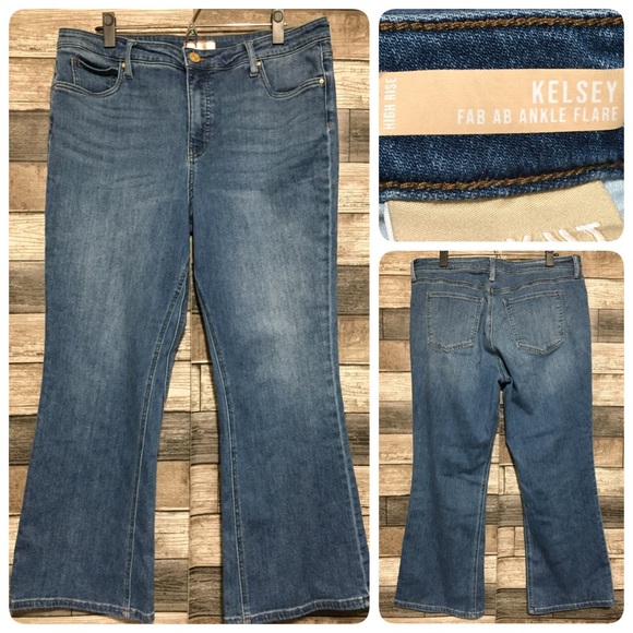 Kut From The Kloth High Rise Kelsey Fab Ab Ankle Flare Jeans Women’s 16 Blue - Picture 1 of 11